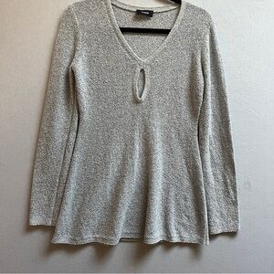 WE11DONE Light Gray V-Neck Keyhole Knit Long Sleeve Tunic shirt Sz S
